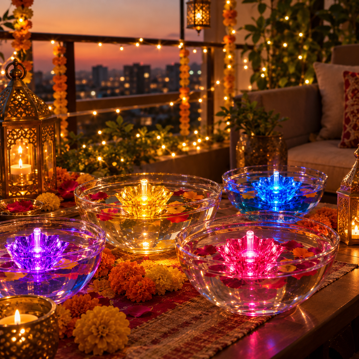 3D Lightning Diya 12 Piece Set (Pack of 12)