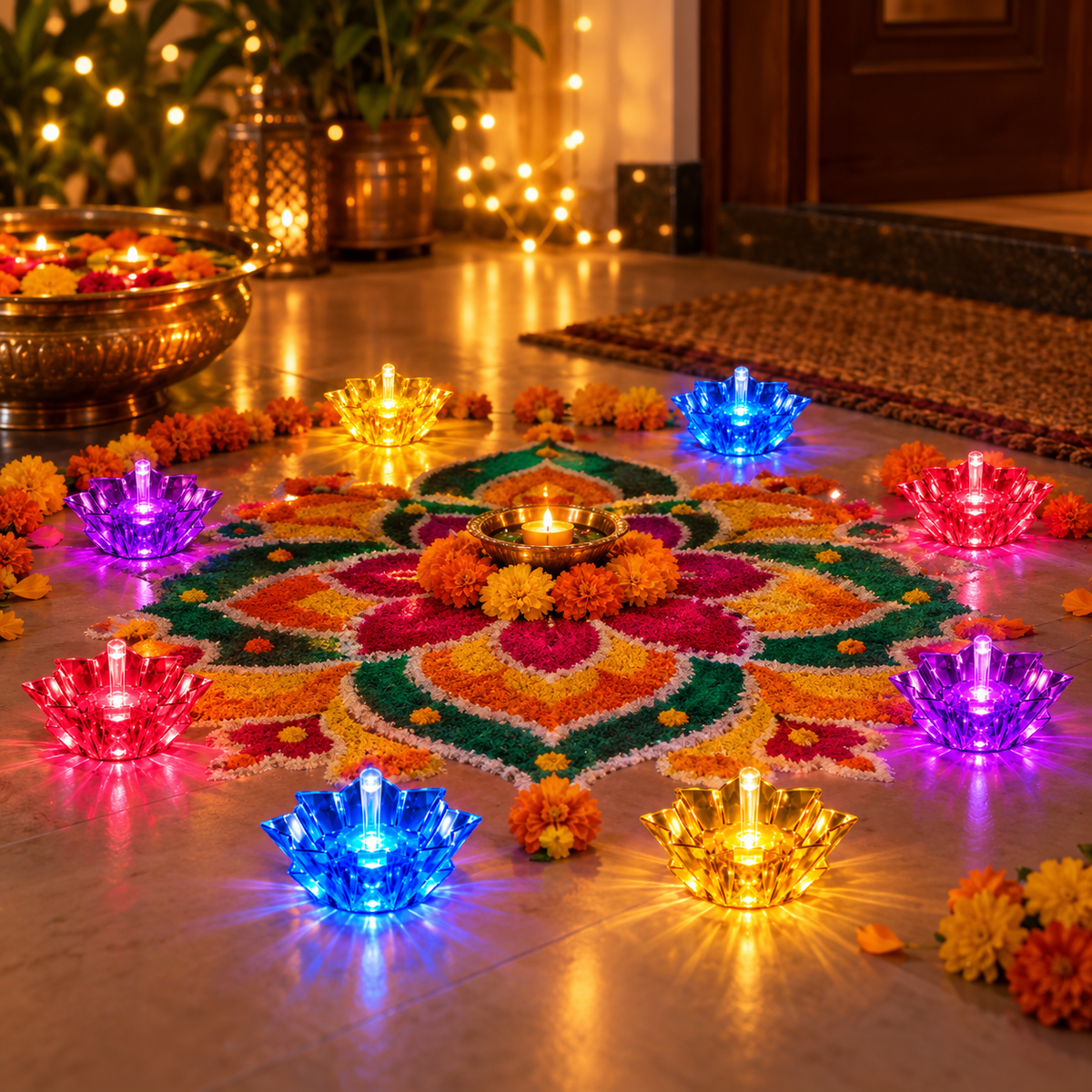 3D Lightning Diya 12 Piece Set (Pack of 12)