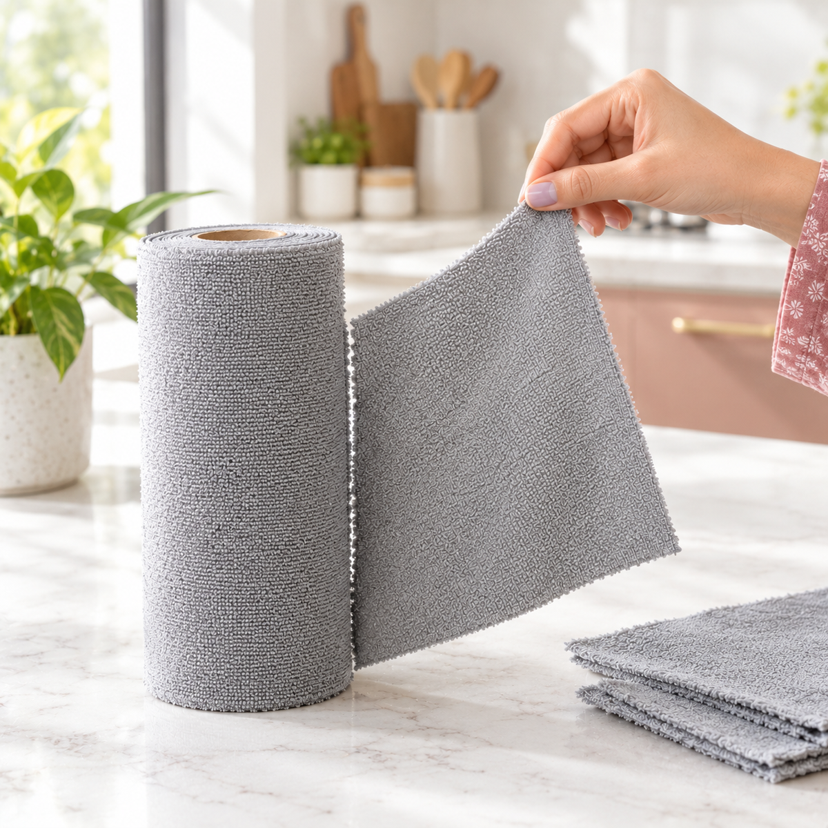 Microfiber Cleaning Roll– Tear Resistant, Reusable & Washable Cleaning Cloth (Pack of 1)