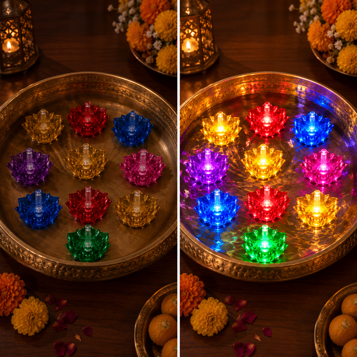 3D Lightning Diya 12 Piece Set (Pack of 12)